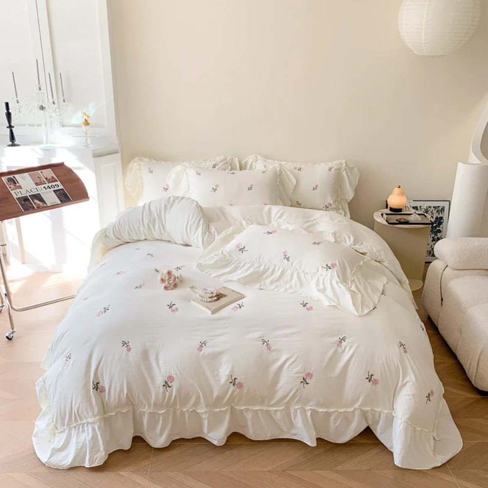 Parure de lit blanc