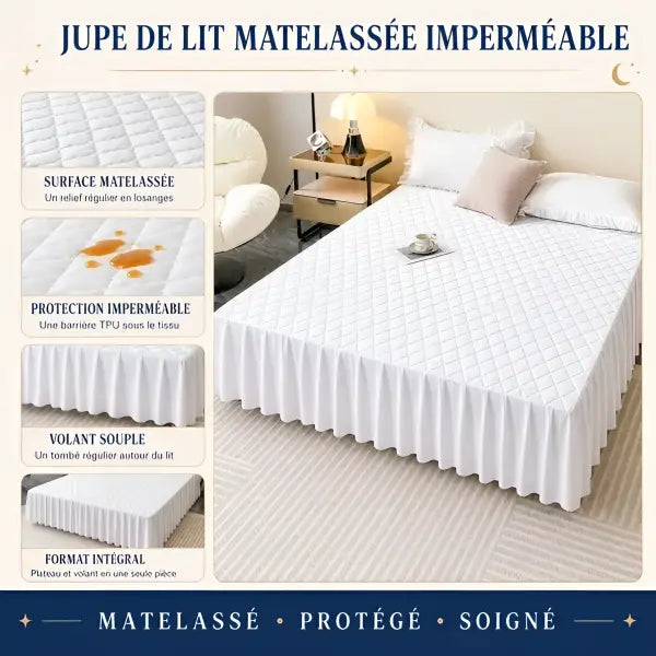 Jupe de lit matelassée imperméable