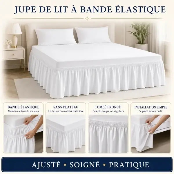 Jupe de lit unie à bande élastique
