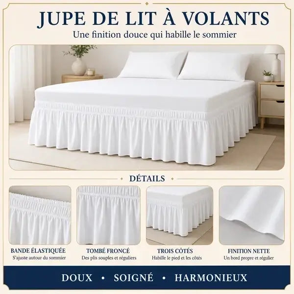 Jupe de lit unie à volants