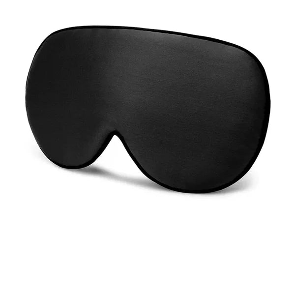 Masque de nuit en soie noir avec liseré noir, vue de face