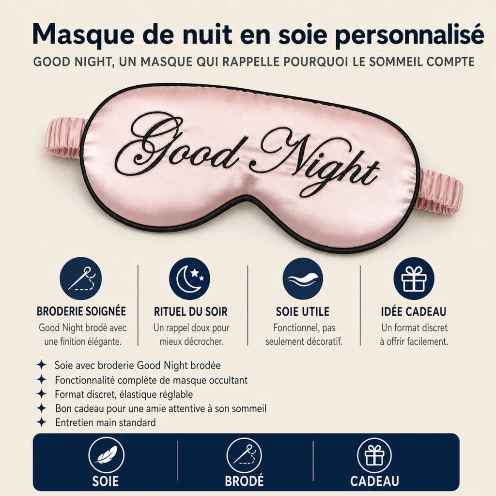 Masque de nuit en soie personnalisé