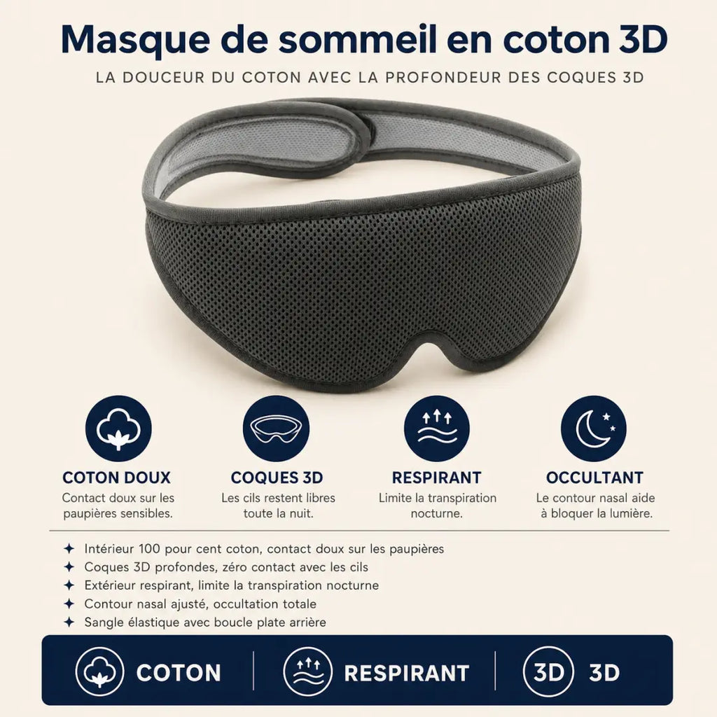 Masque de sommeil en coton 3d