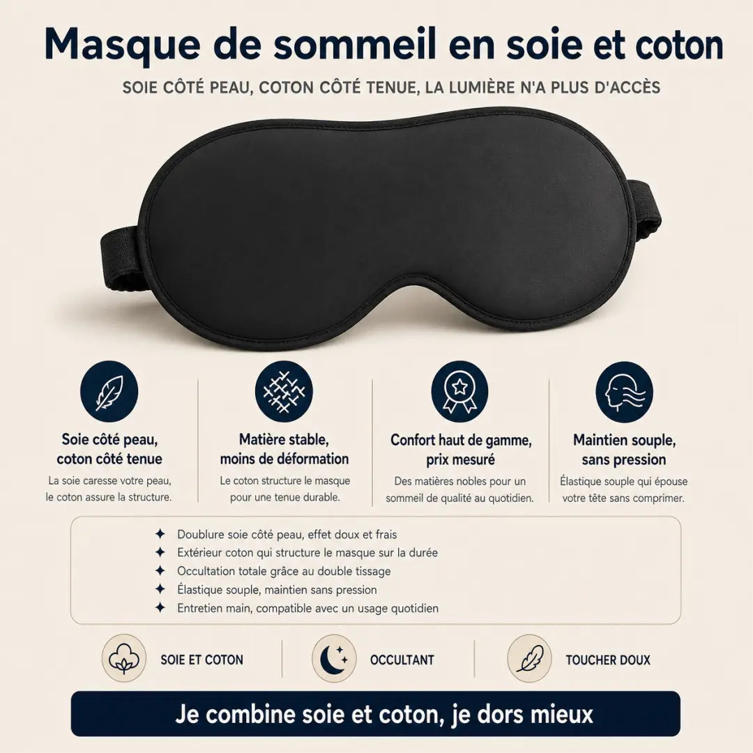 Masque de sommeil en soie et coton