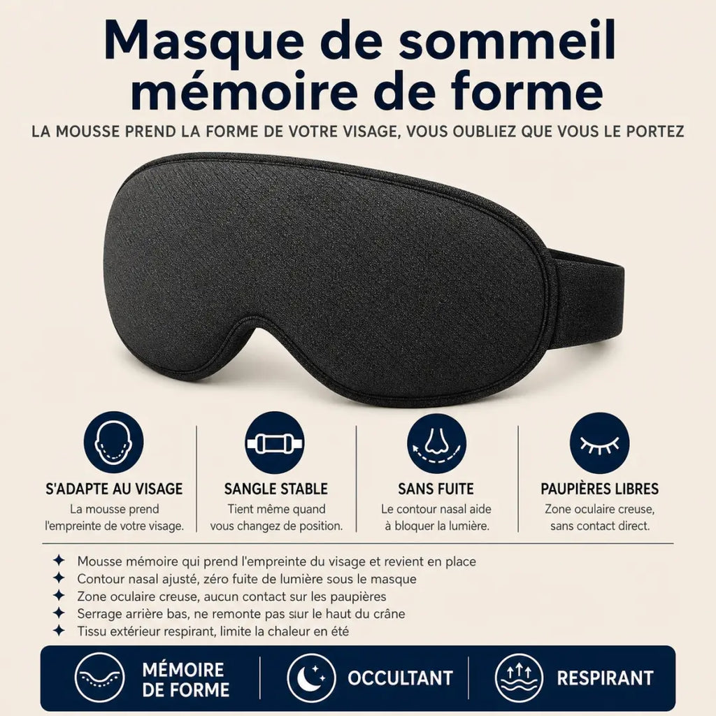 Masque de sommeil mémoire de forme