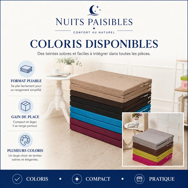 Infographie coloris disponibles : format pliable, gain de place, plusieurs coloris empiles