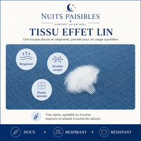 Infographie tissu effet lin : respirant, soutien souple, haute densite