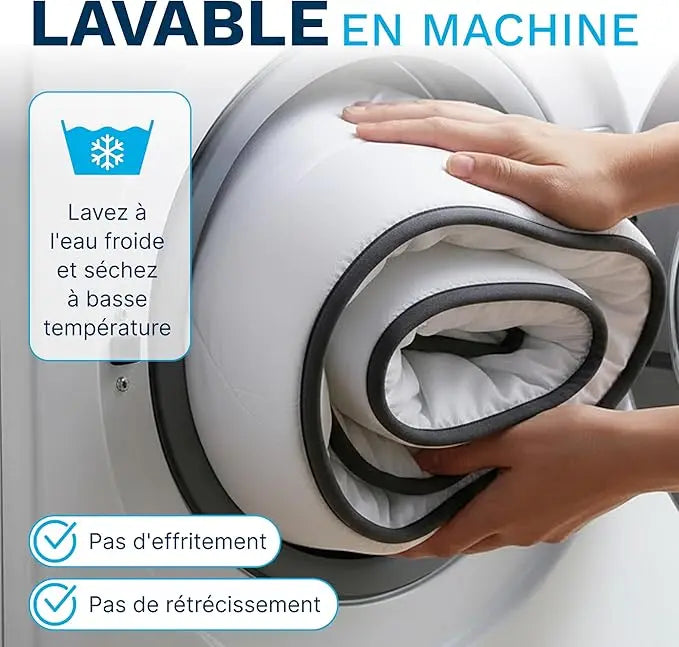 Surmatelas microfibre roulé et inséré dans une machine à laver