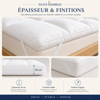Infographie epaisseur et finitions : 10cm, fixation stable, finition soignee
